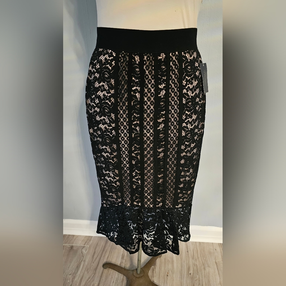 Thalia Sodi for Macy's Black Spanish Style Lace High-low Skirt Sz Medium NWT